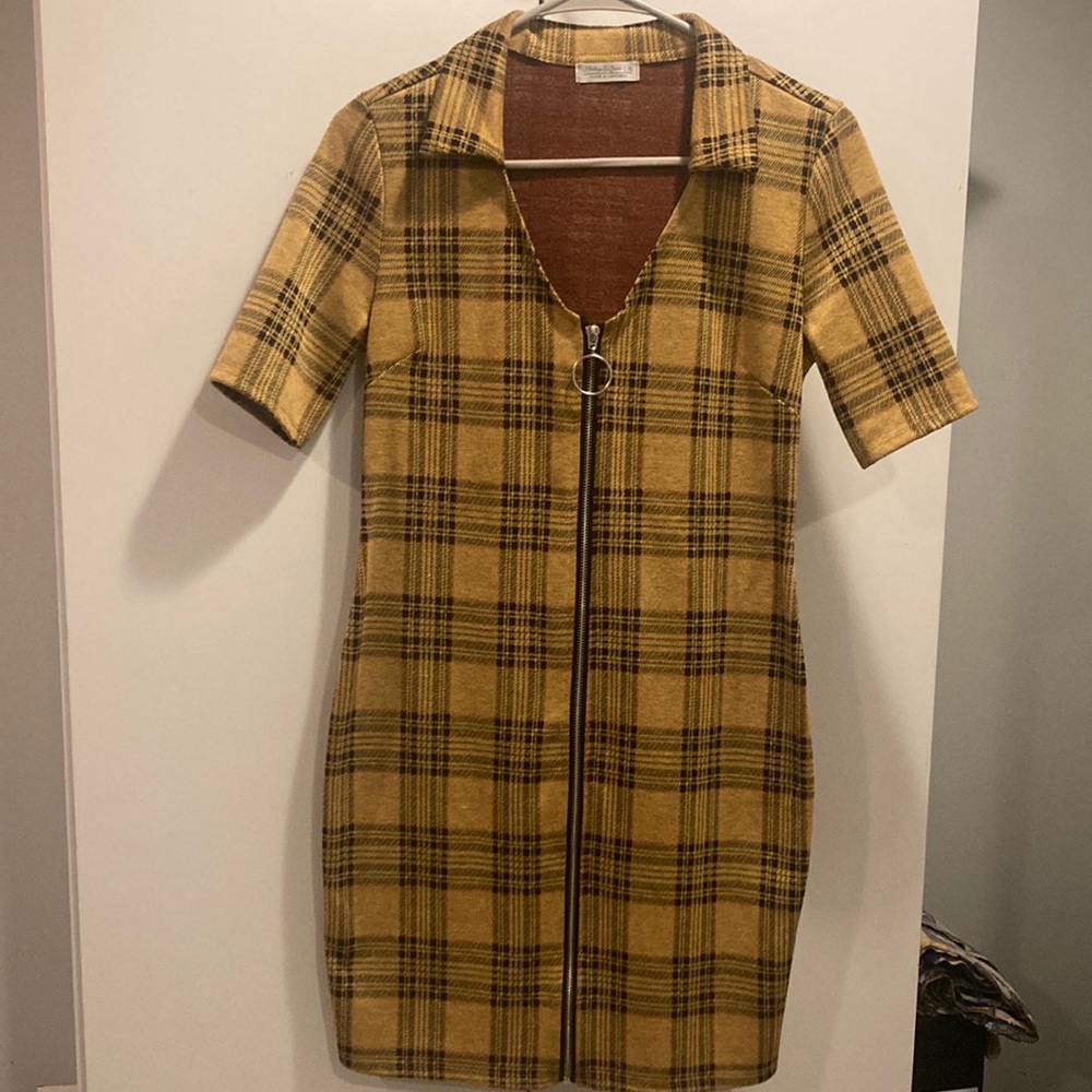 Haley & June yellow and black plaid dress ~ tartan~punk rock ~ YXL - Adult small